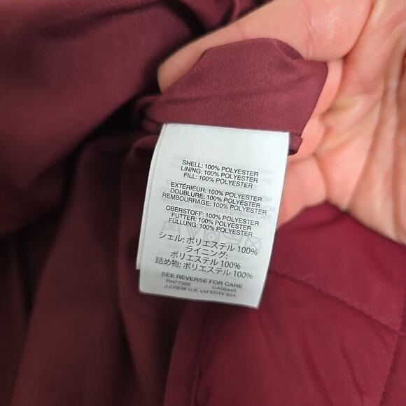 J. Crew Mercantile Vest Women Size Small Quilted Cabernet Burgundy Full Zip - Picture 4 of 12